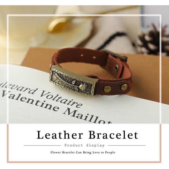 Handmade Boho Leather Bracelet | Adjustable Vintage Wrap for All Occasions - Picture 4 of 7